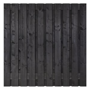 21 planks grenen zwart gespoten schuttingscherm | 180 x 180cm